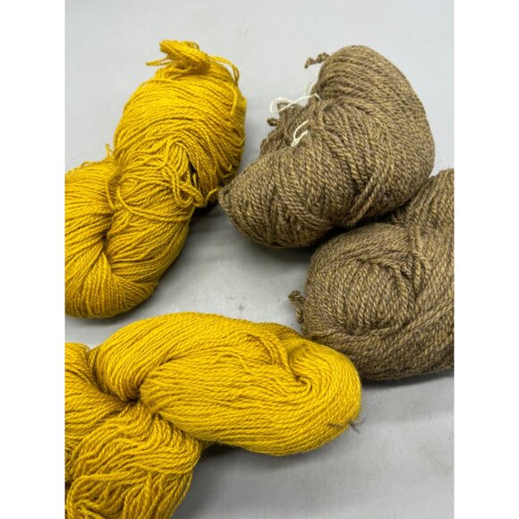 Hand-Dyed Wool Yarn Bundle Brown & Yellow Mix craft art READ - Picture 7 of 8
